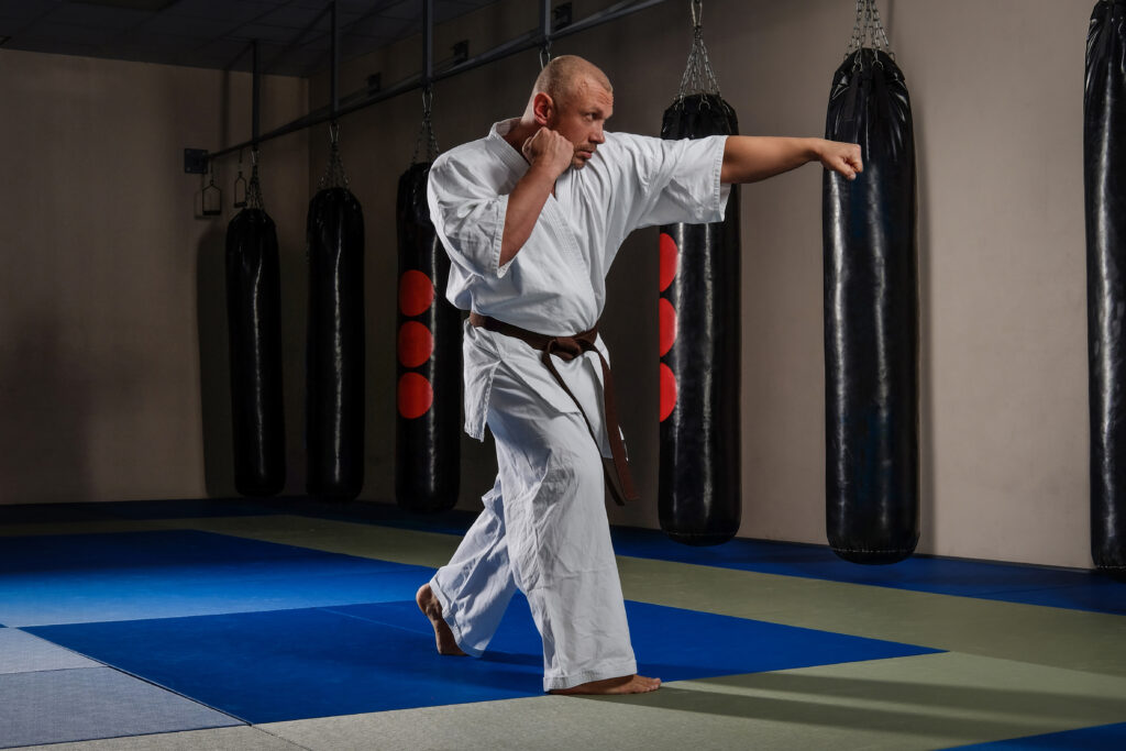 Karate fighter in training
