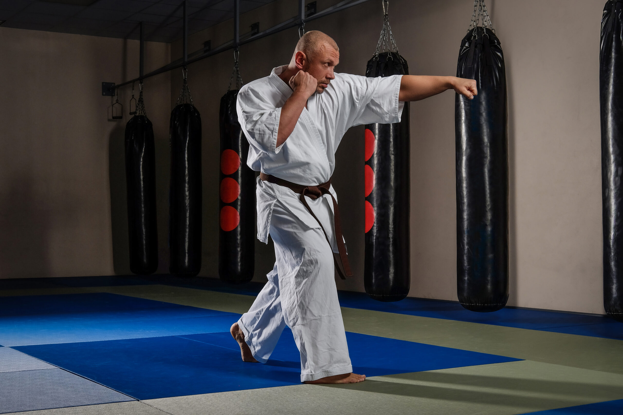 Karate fighter in training